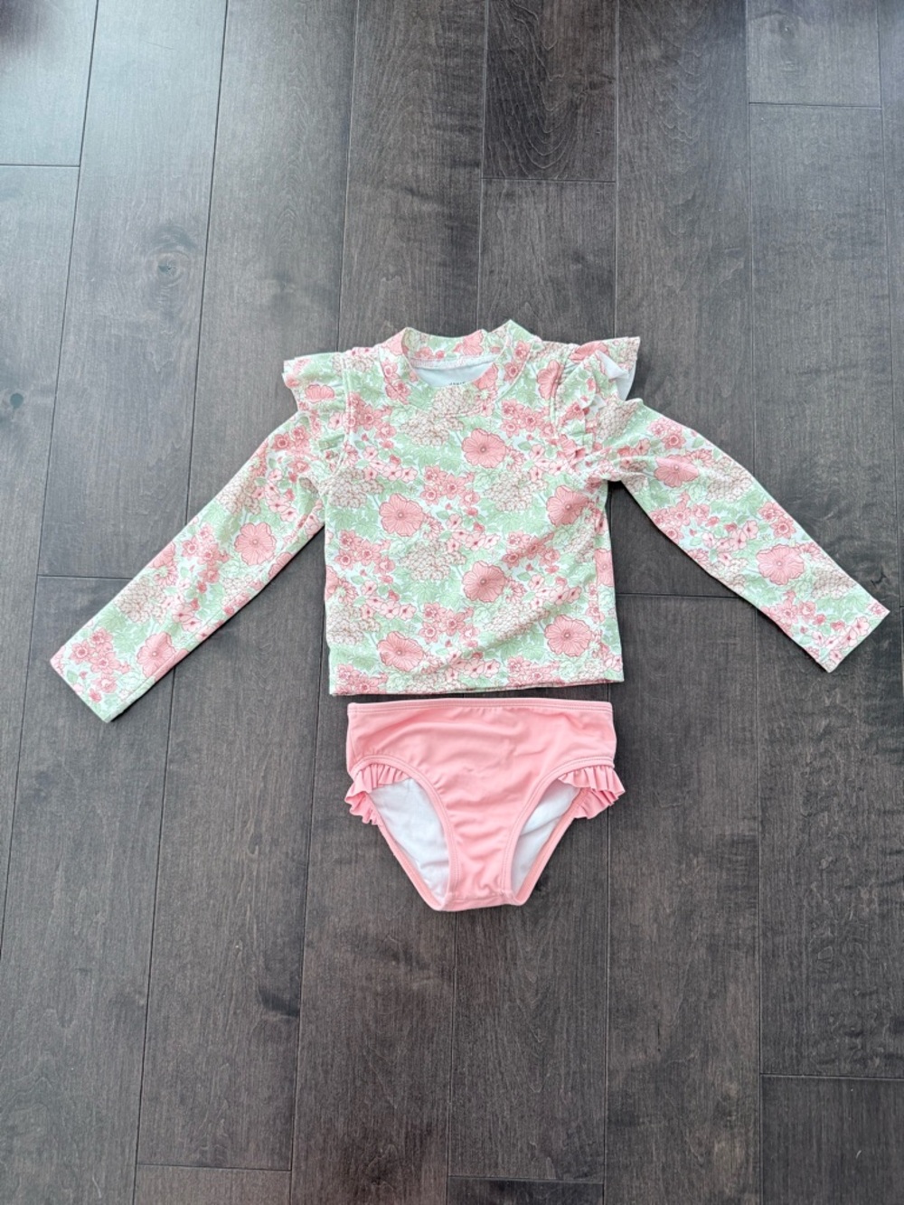 Janie and Jack Recycled Floral Ruffle Rash Guard Swimsuit 3T
